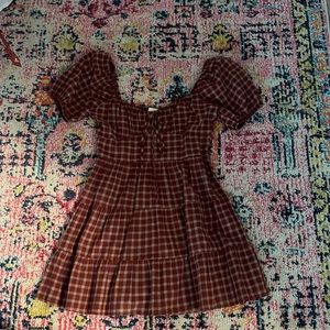 Checkered dress maroon and white, worn once